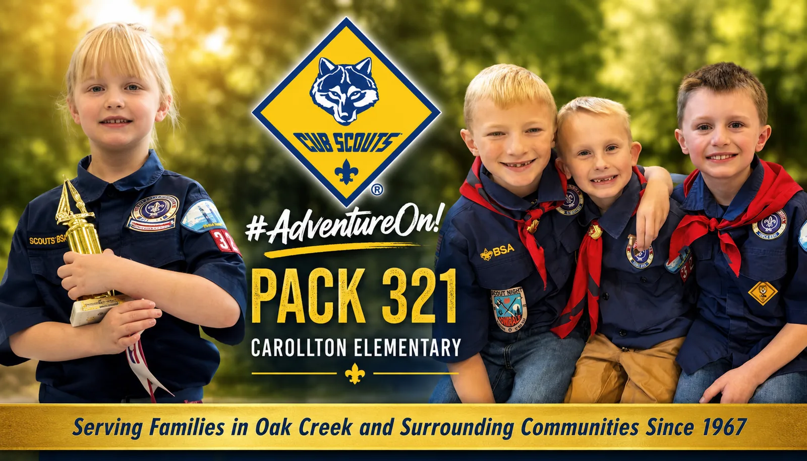 Pack 321 Cub Scouts adventure recruiting banner